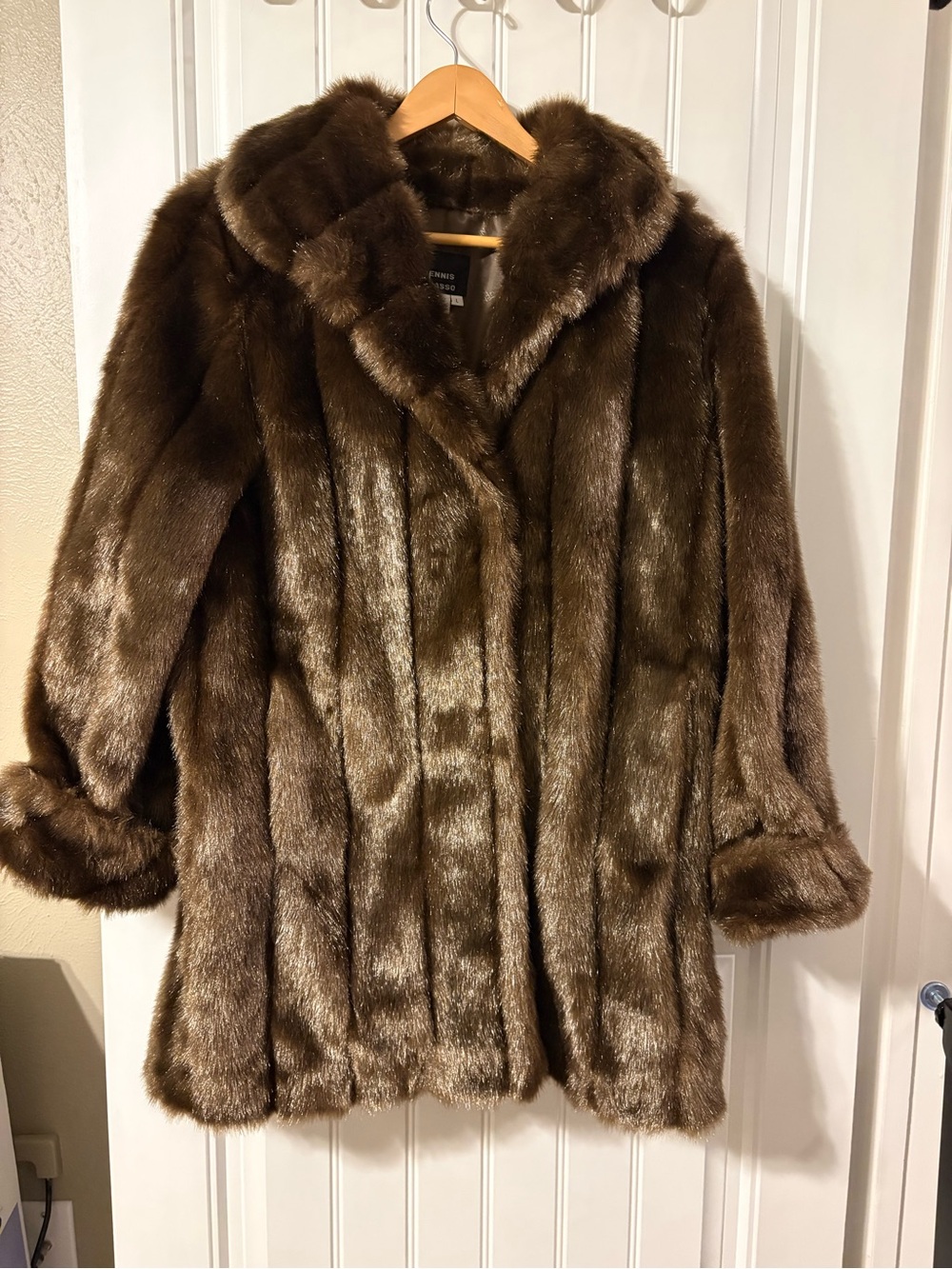 dennis basso Brown Faux Fur Coat